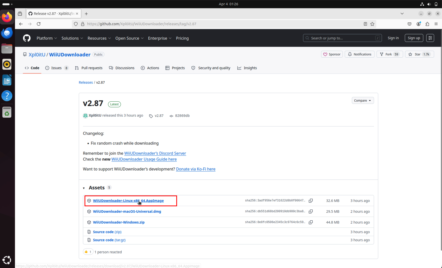 GitHub releases page