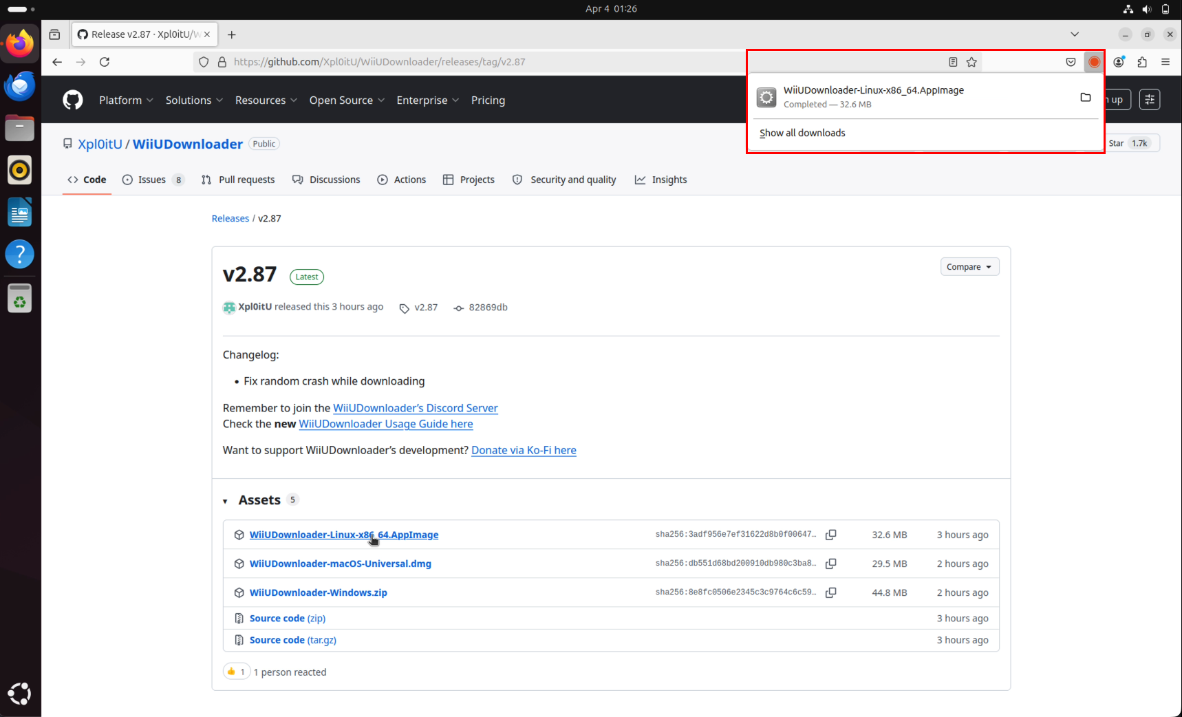 GitHub releases page